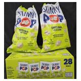 Skinny Pop: box of 28 single bags and 2- 14oz