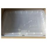 4- Clear Plastic Totes with Lids, Damaged