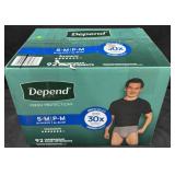 92ct. Box of Depend Menï¿½s Size S/M Underwear