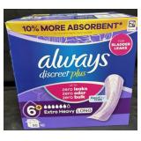 90ct. Box of Always Discreet Plus 6+ Pads
