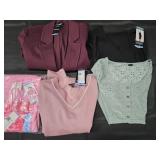 Women's size Large sweatshirts, blazer and dress.