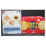 Premium Saltine crackers 3lb. Ritz crackers 3lb.