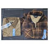 Men's size Large fleece shacket and Frye shacket.