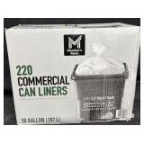 220ct. Box of Commercial 50 Gallon Can Liners