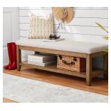 Fabric and wood bench. Not checked for