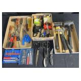 Group of hand tools, hammers, screwdrivers, exact