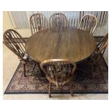 Oak dining table with set of 6 chairs, 53' in
