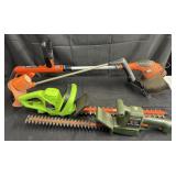 2 electric hedge trimmers, electric weed eater &
