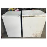 Small chest freezer and upright freezer, both