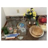 Group of decorative accessories: glass vases,