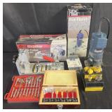 Trim router, portable pocket hole jig kit, router