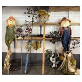 Group of yard decorations, Shepards hooks, and