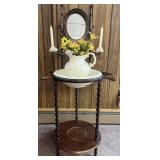 Vintage washstand with brown and pitcher, 51'