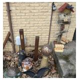 Group of outdoor decor, Metal Eagle, concrete