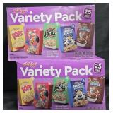 2- Kellogg's variety mini cereal boxes 25 per box