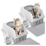 Prodigen SS Cat Litter Box wLid  Scoop 2pk