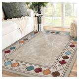 GENIMO 5x7 Area Rug Beige Washable Non-Slip