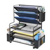 Simple Trending 7 Tier Black Desk File Organizer