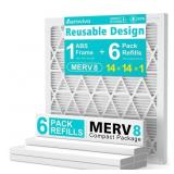 AErovivo 14x30x1 MERV 8 Refillable Air Filter Kit