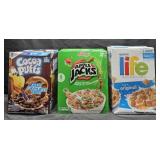 Cereal: Cocoa Puffs 39oz. Apple Jacks 36oz. Life