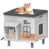 Lslpin Heated Weatherproof Outdoor Cat House
