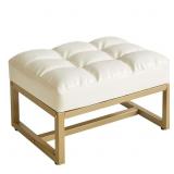 Aibiju Small Faux Leather Ottoman wGold Frame