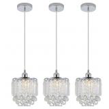 Sheenkarion 3pk Chrome Crystal Pendant Lights
