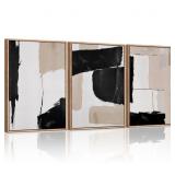 HLNIUC Neutral Abstract Framed Wall Art 3pk