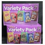 2- Kellogg's variety mini cereal boxes 25 per box