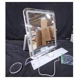 Backlit LED Mirror w Tabletop Stand White
