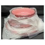 Dinnerware Set Plates  Bowls Pink Ceramic