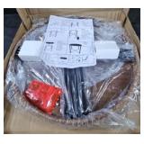 Side Table Wicker Top Black Metal Legs