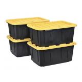 4pk. Black Heavy Duty 27-Gallon Storage Totes w/