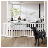 SFJC 4-Panel 24H Freestanding Wood Dog Gate
