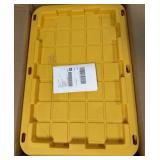 4- Large Black Plastic Totes w/ White Lids, Some