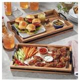 Acacia Wood Rectangular Serving Trays, Set of 2