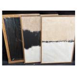 Framed Abstract Art Set 3pc BeigeBlackBrown