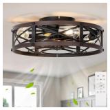 SHLUCE 19 Brown Caged Low Profile Fan wLight