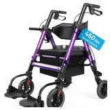 Akoasm 2-in-1 Rollator Walker Wheelchair 450lb Cap