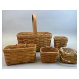 5 Longaberger Baskets, 2 Protectors, 1 Liner