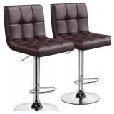 Yaheetech Brown PU Leather Swivel Bar Stools 2pk