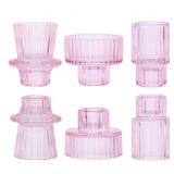 AuroTrends Fluted Glass Taper Candle Holders 3pk 6