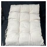 Off-White Tufted Chair Cushion Pad w Ties