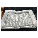 Gray Plush Rect. Pet Bed Bolstered