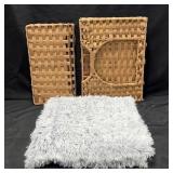 Mixed lot of Wicker Baskets  Blue Rug