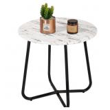 WDSHIYI Yellow Round Metal Patio Side Table 17.7in