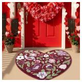 Dunzy Valentine Bath Rug Heart Love Bird Non-Slip