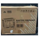 Beige Electric Fireplace Freestanding Flame