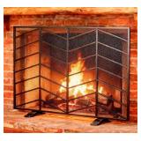Fire Beauty Black Single Panel Chevron Fire Screen