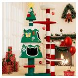 YARUOMY Christmas Cat Tree wLED Lights  2 Condos
